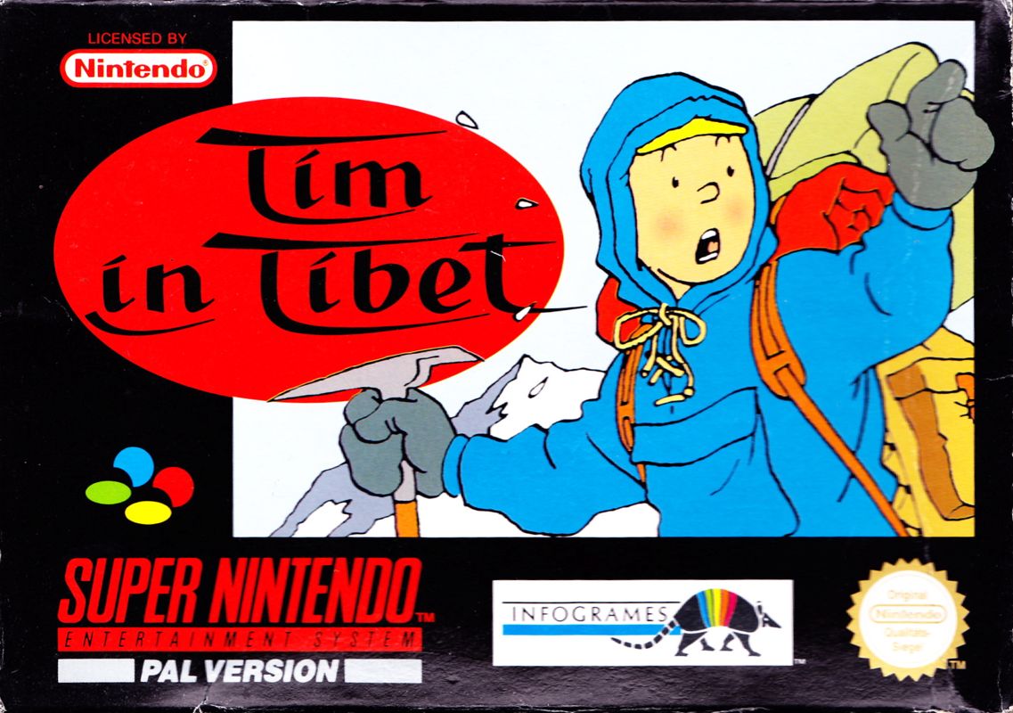 Tintin in Tibet box art for Super Nintendo
